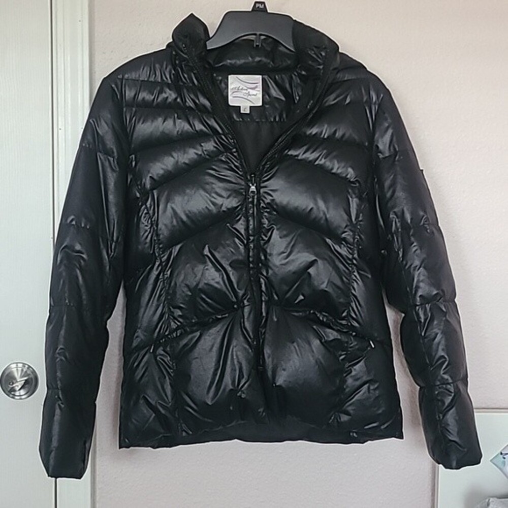 Black Puffer Jacket Womens FLAWED winter warm soft lightweight full zip hoodie